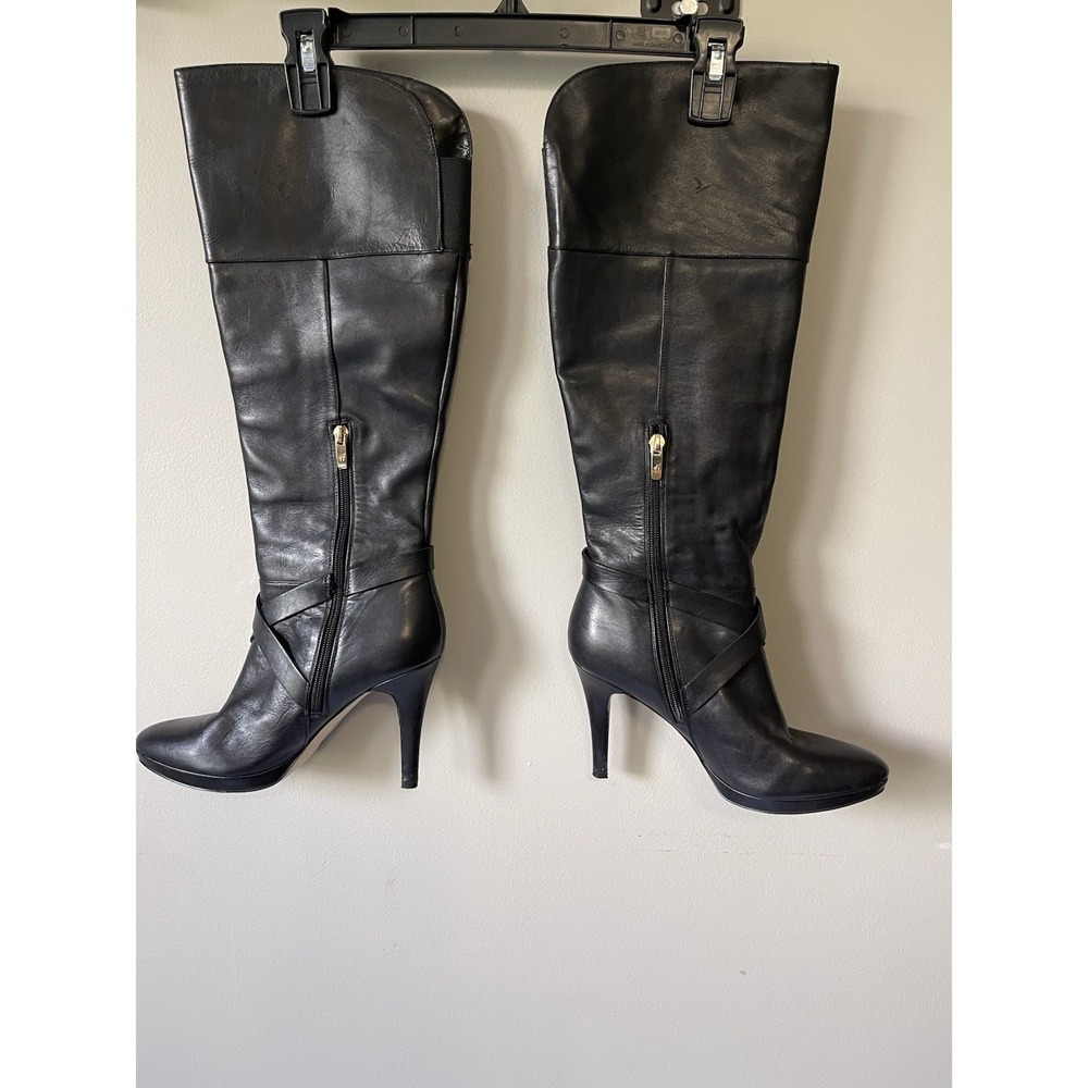 Women's Thin High Heel Boots,Leather Platform, Size 7 - Picture 3 of 9